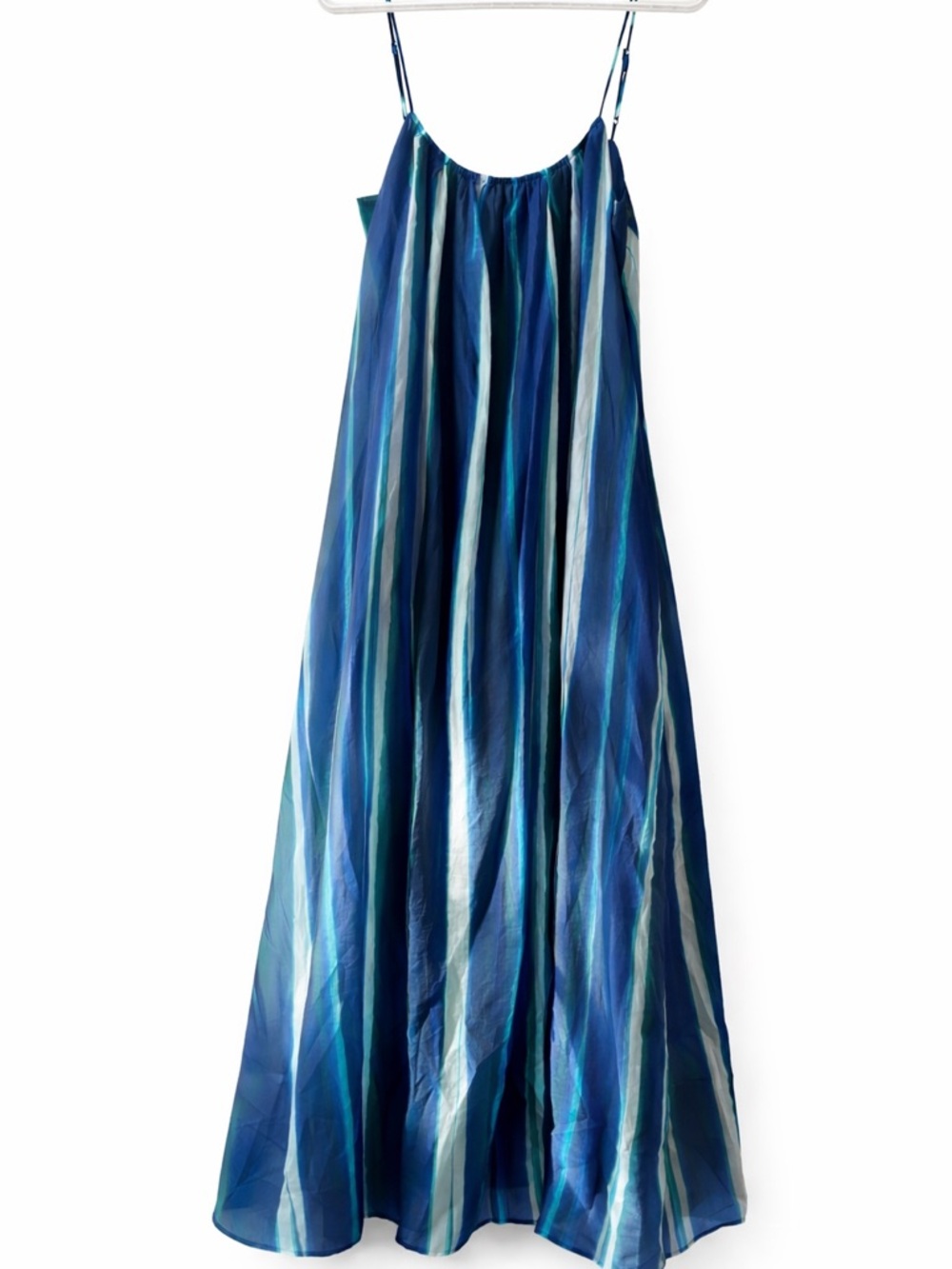 Banana Republic Cloth Blue and Teal Striped A-Line Maxi Skirt